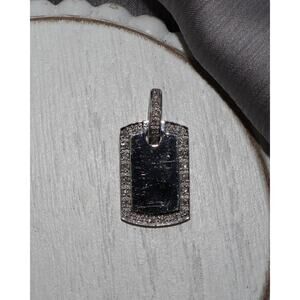 14k White Gold Dog Tag Diamond Pendant 5.78G / 1.2in / 0.33tcw